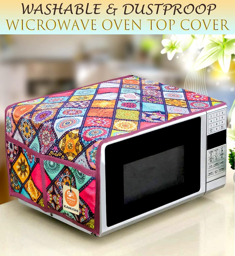 KANUSHI Industries® Microwave/Oven Top Cover with 4 Utility Pockets (VAR-Micro-DIG-B) - Image 2