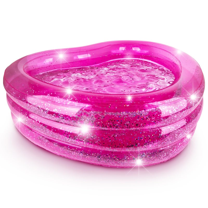 ArtCreativity Sparkly Inflatable Kiddie Pool with 3 Levels, Transparent Blow Up Pool for Kids with Silver Glitter and Cushioned Bottom, Easy to Inflate Outdoor Pools for Backyard, Summer Toys for Kids - Image 1