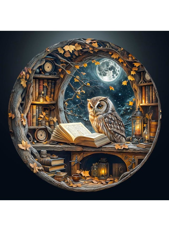 Masseruon 1000 Piece Puzzle for Adults, 26.6 * 26.6in Moonlit Owl Puzzle for Adults, 1000 Pieces Jigsaw Puzzles, Adult Puzzles Game, Unique Gift for Women Men - Image 1