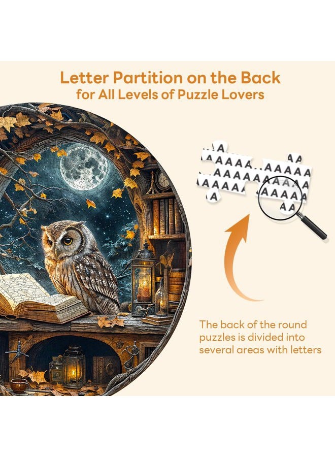 Masseruon 1000 Piece Puzzle for Adults, 26.6 * 26.6in Moonlit Owl Puzzle for Adults, 1000 Pieces Jigsaw Puzzles, Adult Puzzles Game, Unique Gift for Women Men - Image 2