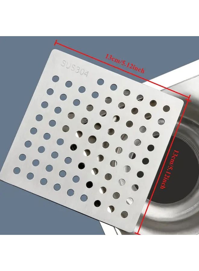 Stainless Steel Square Drain Cover Protector 5 12x5 12 Inch Silvery Shower Bathroom Filter - Image 3