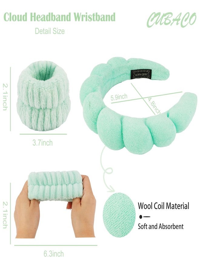 CUBACO Spa Headband and Wristband Set for Women with Ice Jade Roller and Gua Sha, Skin Care Set Tools Puffy Makeup Headband Teen Girl Gifts Trendy Stuff Hair Accessories for Women - Image 5