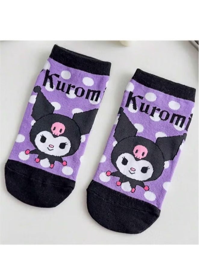 Sanrio 5 Pairs Sanrio Short Socks Cartoon Kuromi Cute Cotton Socks Summer Ankle Boot Low Cut Socks - Image 4