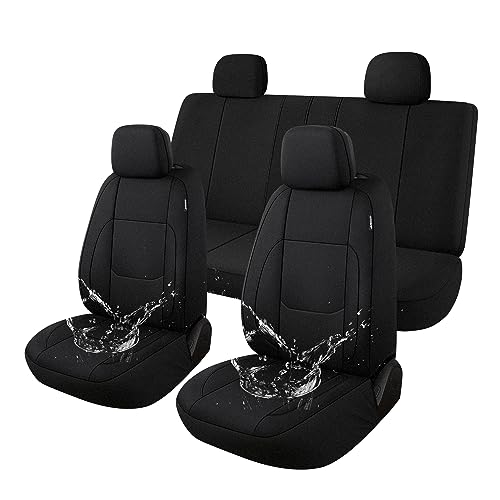 Pariitadin Waterproof Car Seat Covers Full Set, Neoprene Seat Covers for Cars, Universal Fit Interior Covers for Most Cars Sedan Van Truck SUV(Black) - Image 1