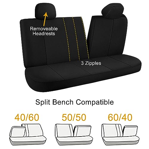 Pariitadin Waterproof Car Seat Covers Full Set, Neoprene Seat Covers for Cars, Universal Fit Interior Covers for Most Cars Sedan Van Truck SUV(Black) - Image 4