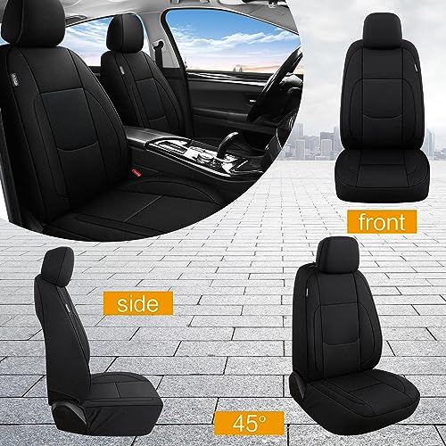 Pariitadin Waterproof Car Seat Covers Full Set, Neoprene Seat Covers for Cars, Universal Fit Interior Covers for Most Cars Sedan Van Truck SUV(Black) - Image 5