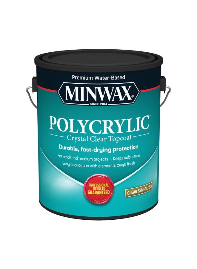 Minwax 1 جالون 14444 تشطيب بولي كريليك شفاف قائم على الماء شبه لامع - Image 1