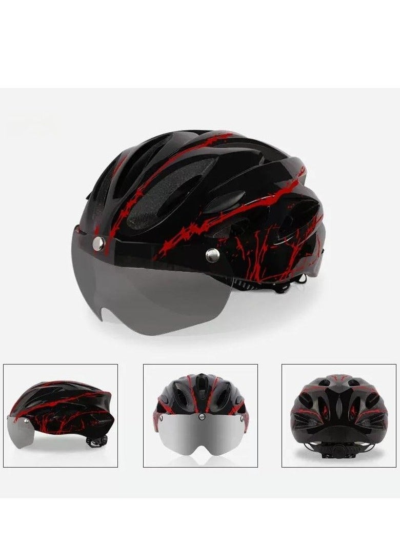 Generic Adult rider bicycle sports crash helmet, bicycle helmet with goggles, motorcycle helmet, riding helmet  - Image 2