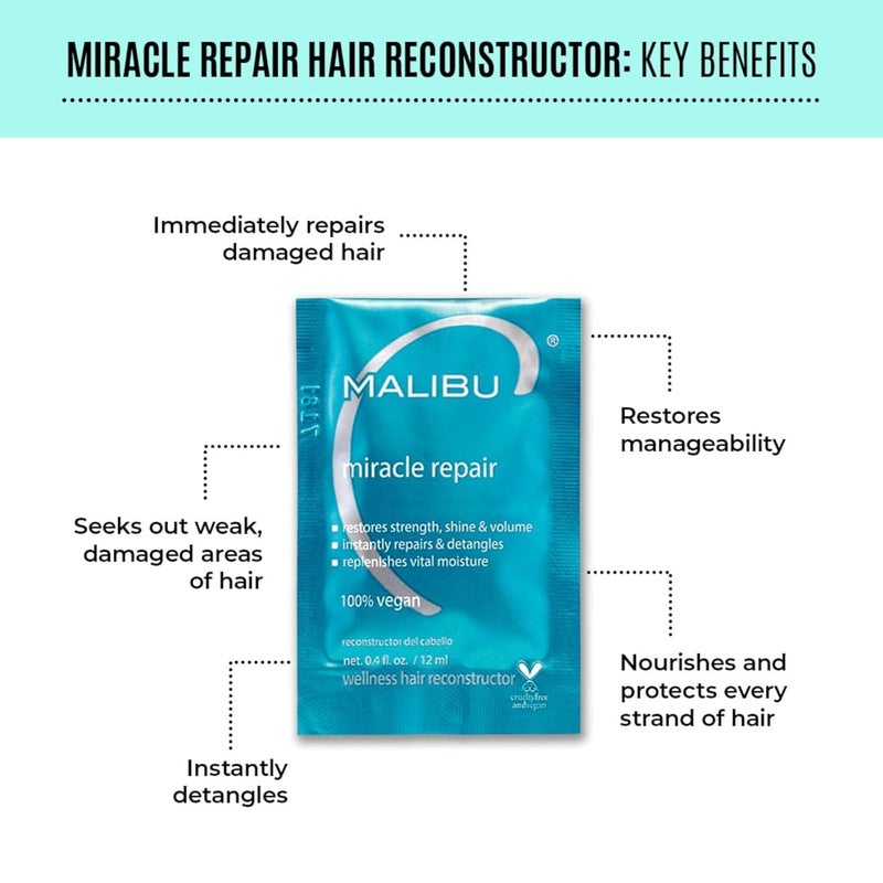 Malibu C Mini Malibu Rehab Hard Water Wellness - Contains 2 Remedy Packets - At-Home Hair Reconstructor and Mineral Removal Remedy - Sulfate Free Hair Care - Image 4