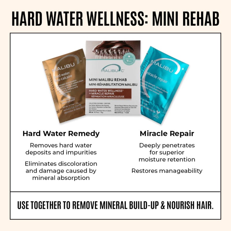 Malibu C Mini Malibu Rehab Hard Water Wellness - Contains 2 Remedy Packets - At-Home Hair Reconstructor and Mineral Removal Remedy - Sulfate Free Hair Care - Image 2
