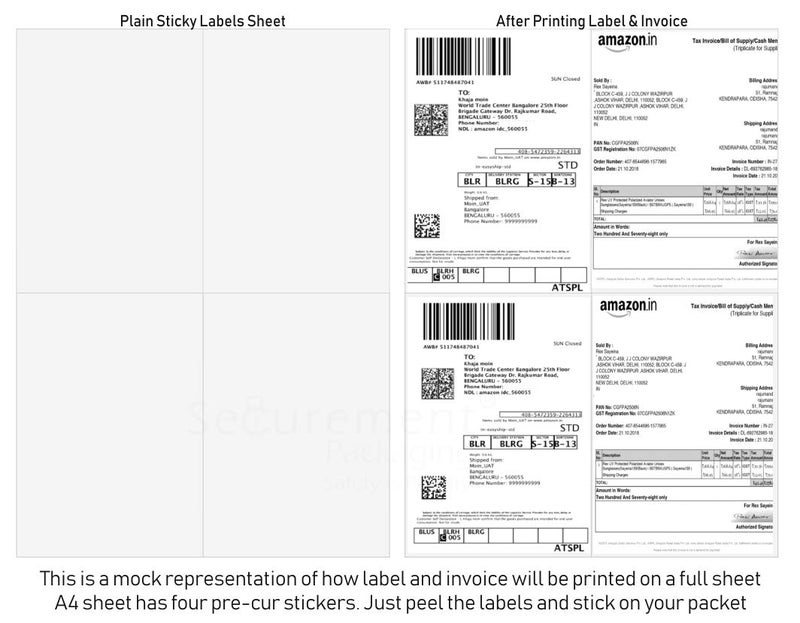 Securement Easyship Sticky Labels (A4 Size Sheet with 4 Pre-Cut Labels Per Sheet) - to Print Easyship Order Label & Invoice (200 Sheets) - Image 2