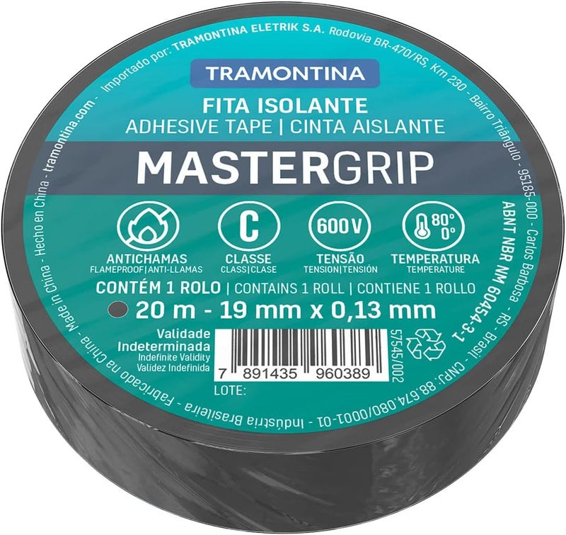 TRAMONTINA MasterGrip Black Electrical Tape 10m - Image 1