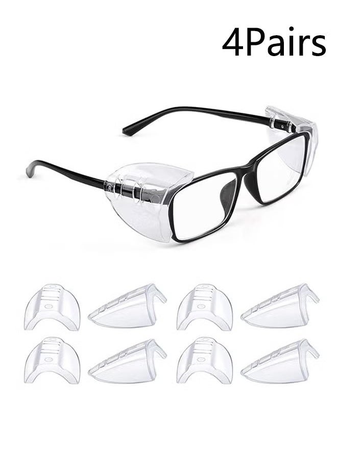 واي جيه 4 أزواج من نظارات الأمان مع واقيات جانبية لنظارات الوصفة الطبية، نظارات شفافة قابلة للانزلاق، تناسب النظارات الصغيرة إلى الكبيرة. - Image 1