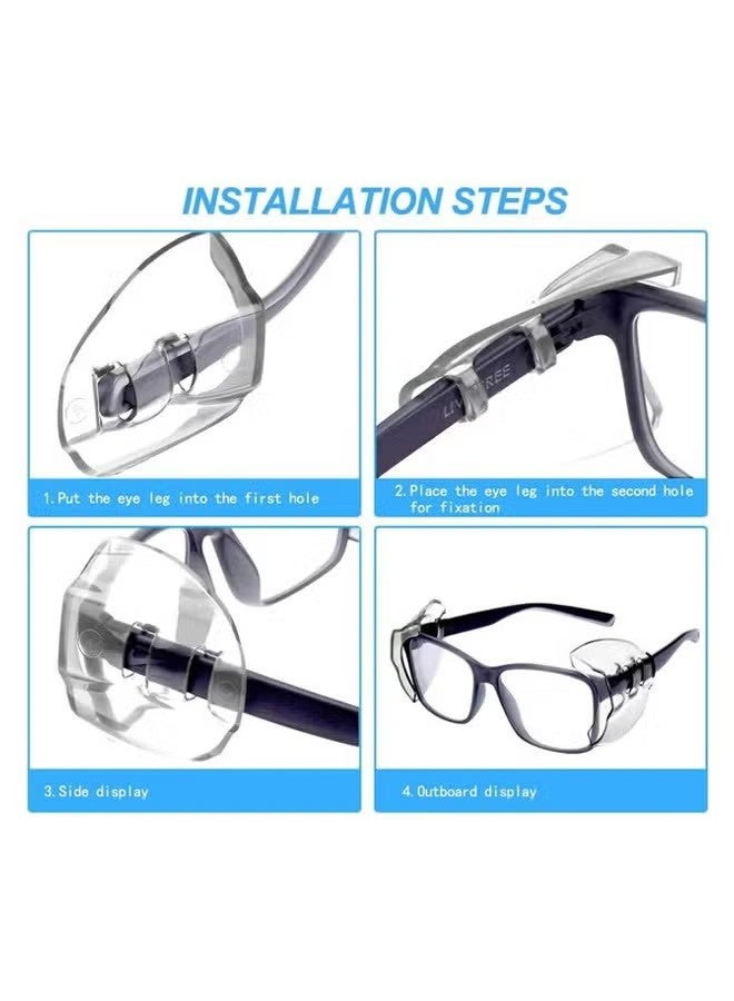 واي جيه 4 أزواج من نظارات الأمان مع واقيات جانبية لنظارات الوصفة الطبية، نظارات شفافة قابلة للانزلاق، تناسب النظارات الصغيرة إلى الكبيرة. - Image 4