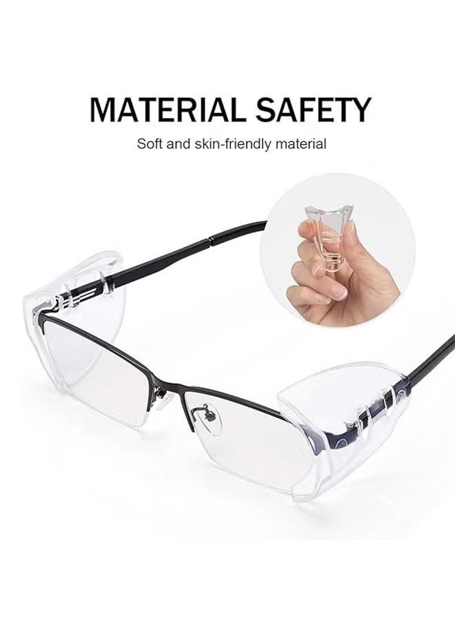 واي جيه 4 أزواج من نظارات الأمان مع واقيات جانبية لنظارات الوصفة الطبية، نظارات شفافة قابلة للانزلاق، تناسب النظارات الصغيرة إلى الكبيرة. - Image 2