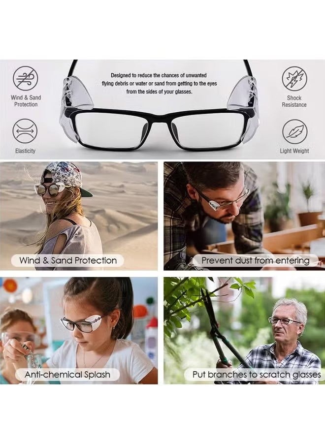 واي جيه 4 أزواج من نظارات الأمان مع واقيات جانبية لنظارات الوصفة الطبية، نظارات شفافة قابلة للانزلاق، تناسب النظارات الصغيرة إلى الكبيرة. - Image 5
