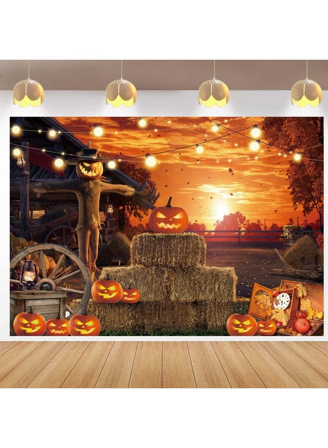RUYI Scary Halloween Backdrop For Photography 7X5Ft Halloween Eve Backdrops For Parties Gloomy Devil Pumpkin Scarecrow Background Scary Nightmare Party Banner Dress Up Decorations Props - Image 1