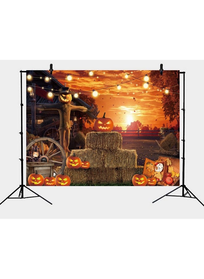 RUYI Scary Halloween Backdrop For Photography 7X5Ft Halloween Eve Backdrops For Parties Gloomy Devil Pumpkin Scarecrow Background Scary Nightmare Party Banner Dress Up Decorations Props - Image 2