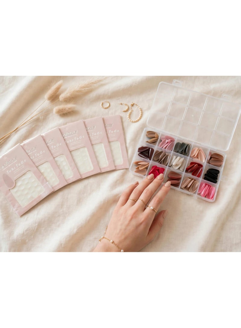 A set of multi-colored artificial nails, 15 colors, approximately 288 nails, with 288 double-sided adhesive strips, various sizes, suitable for all nails. - Image 4