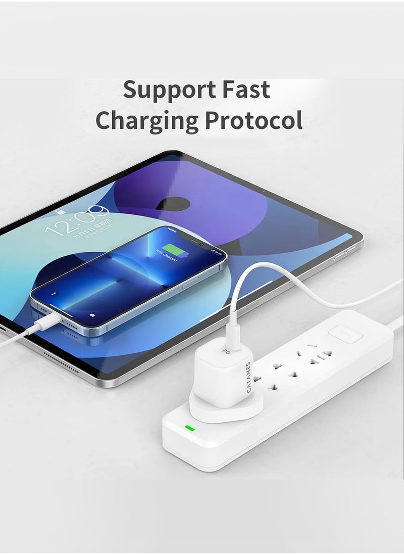 CATANES - 25W PD Fast Charger Adapter Type C 3Pins with Type-C Cable 1m for Apple iPhone 16 Pro Max and 15 Pro Max / White - Image 1