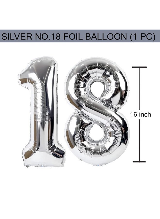 Party Propz Party Propz Large 18 Number Foil Balloon - 16 Inch Silver Foil balloons for 18th birthday decorations | Anniversary Decoration items | Balloon Decoration | Eighteenth Birthday Balloons and Anniversary Balloon decorations  - Image 2