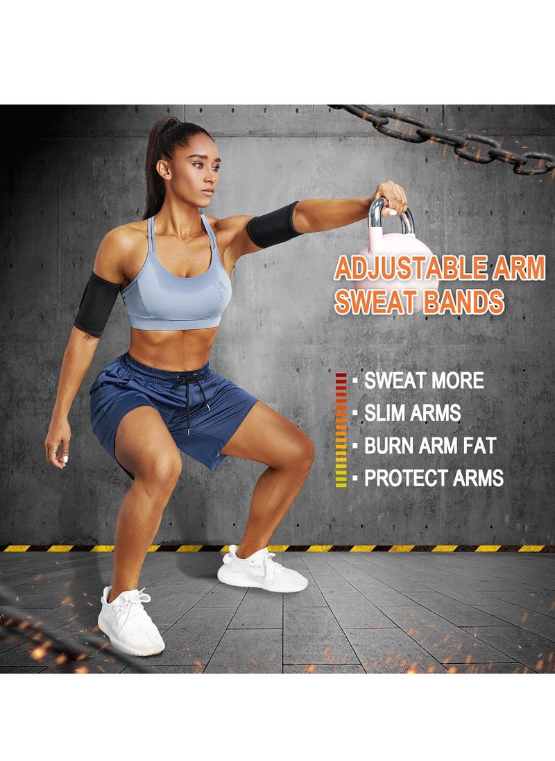 KASTWAVE Arm Trimmers for Women One Pair Sauna Sweat Arm Bands Adjustable Arm Trainer Toner Sleeves for Sports Workout  - Image 2