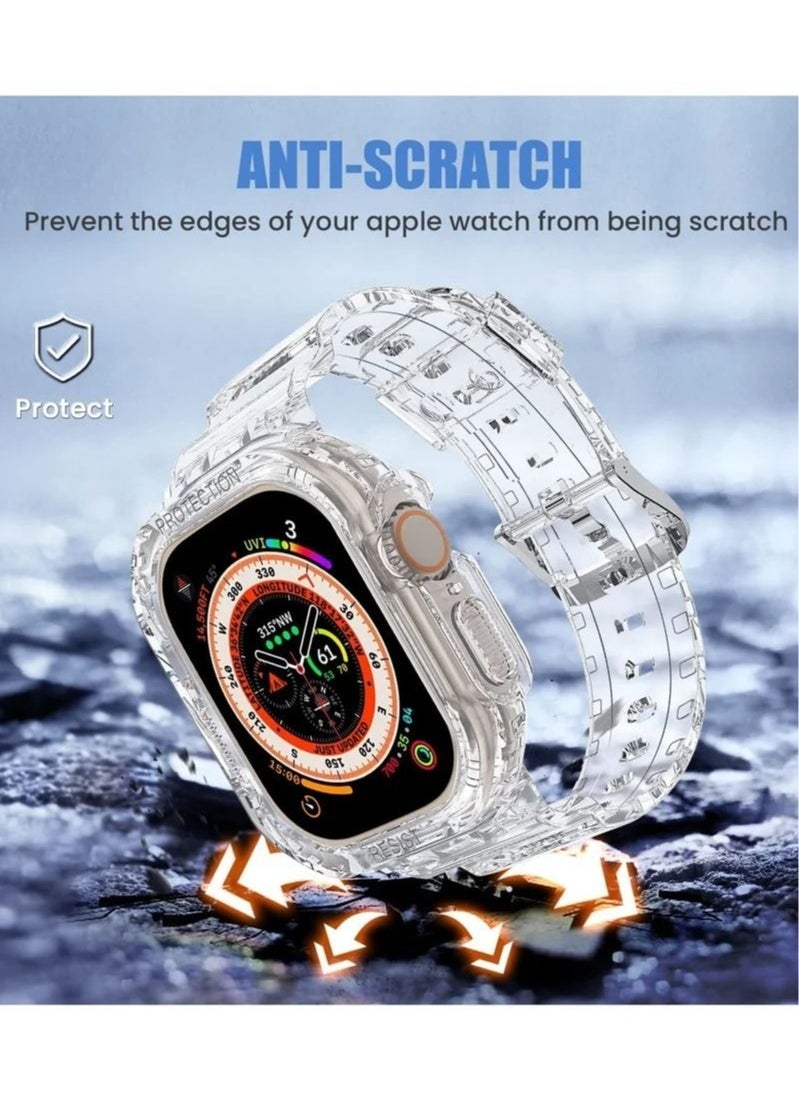 In Air - Compatible 2022 Apple Watch Ultra 49mm Band with Protective Bumper Crystal Clear Soft Sport Wristband - Image 1