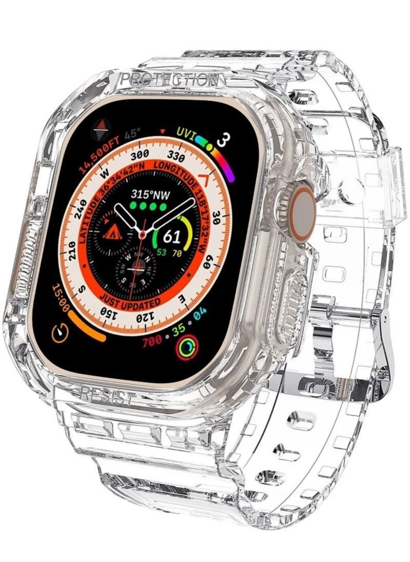In Air - Compatible 2022 Apple Watch Ultra 49mm Band with Protective Bumper Crystal Clear Soft Sport Wristband - Image 1