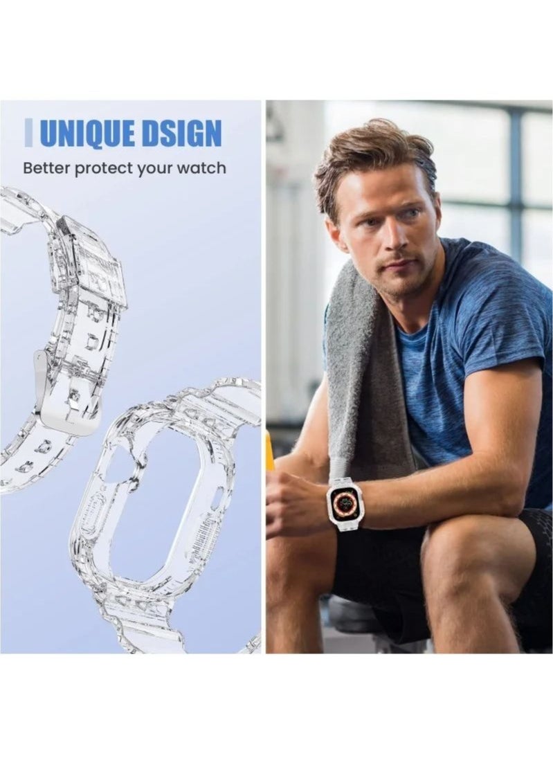 In Air - Compatible 2022 Apple Watch Ultra 49mm Band with Protective Bumper Crystal Clear Soft Sport Wristband - Image 1