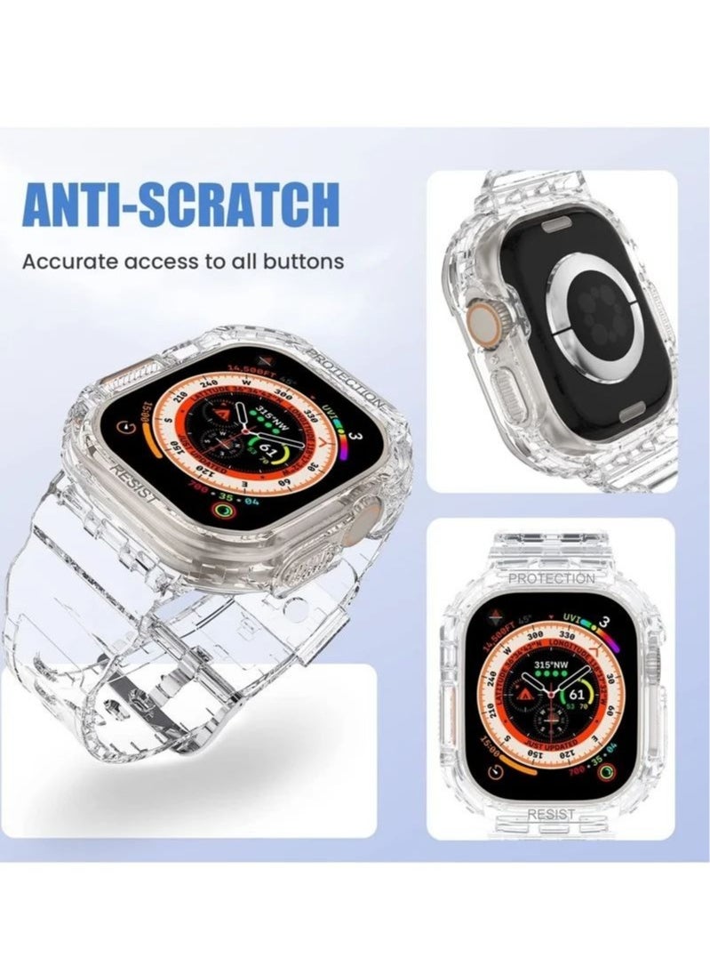 In Air - Compatible 2022 Apple Watch Ultra 49mm Band with Protective Bumper Crystal Clear Soft Sport Wristband - Image 1