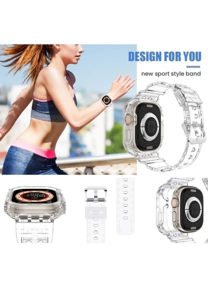 In Air - Compatible 2022 Apple Watch Ultra 49mm Band with Protective Bumper Crystal Clear Soft Sport Wristband - Image 1