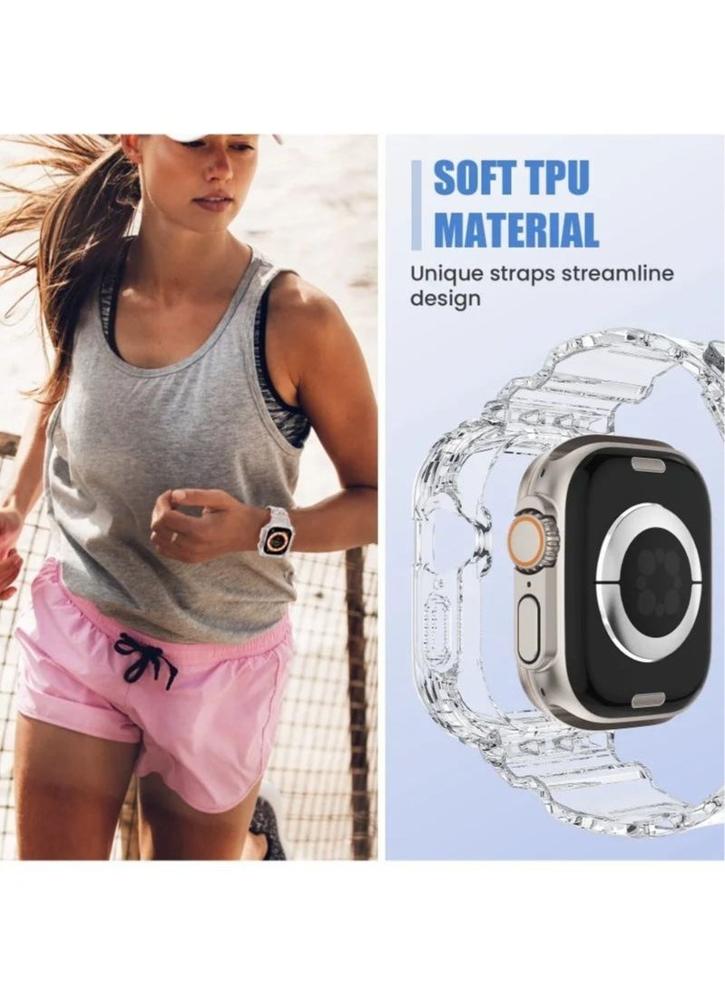 In Air - Compatible 2022 Apple Watch Ultra 49mm Band with Protective Bumper Crystal Clear Soft Sport Wristband - Image 1