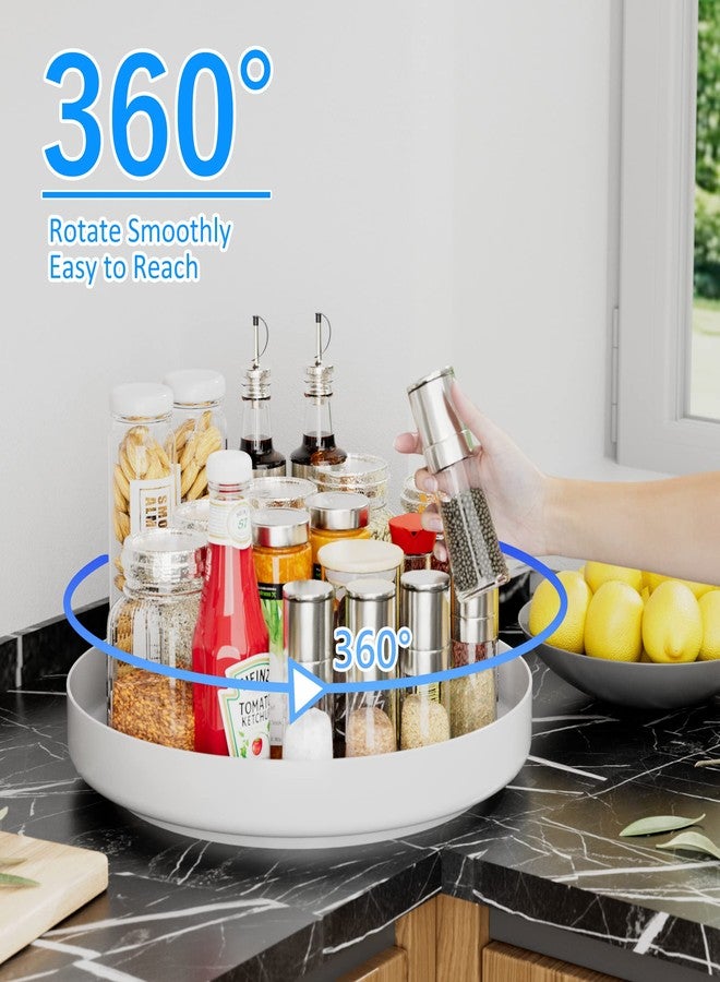 Ovicar Lazy Susan Cabinet Organizer - 13 inch Metal Turntable Lazy Susan for Kitchen Spice Rack Pantry Cupboard Bathroom Countertop Refrigerator Table Storage, White - Image 2