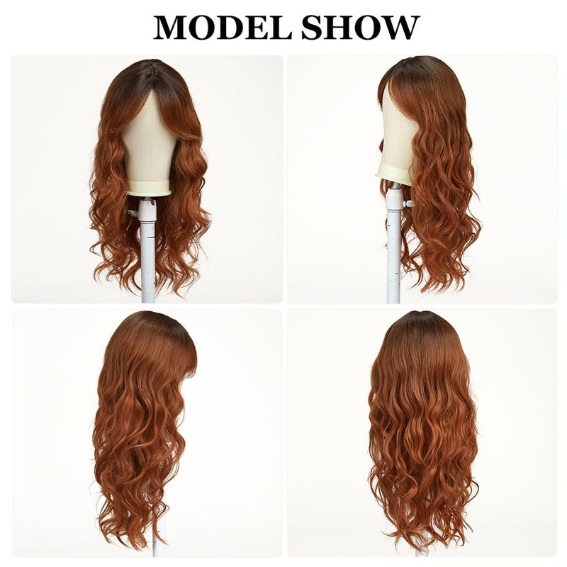 Esmee Long Wavy Ombre Ginger Auburn Wigs for Women Natuaral Synthetic Hair Heat Resistant Wig for Daily Party Cosplay Use - Image 5