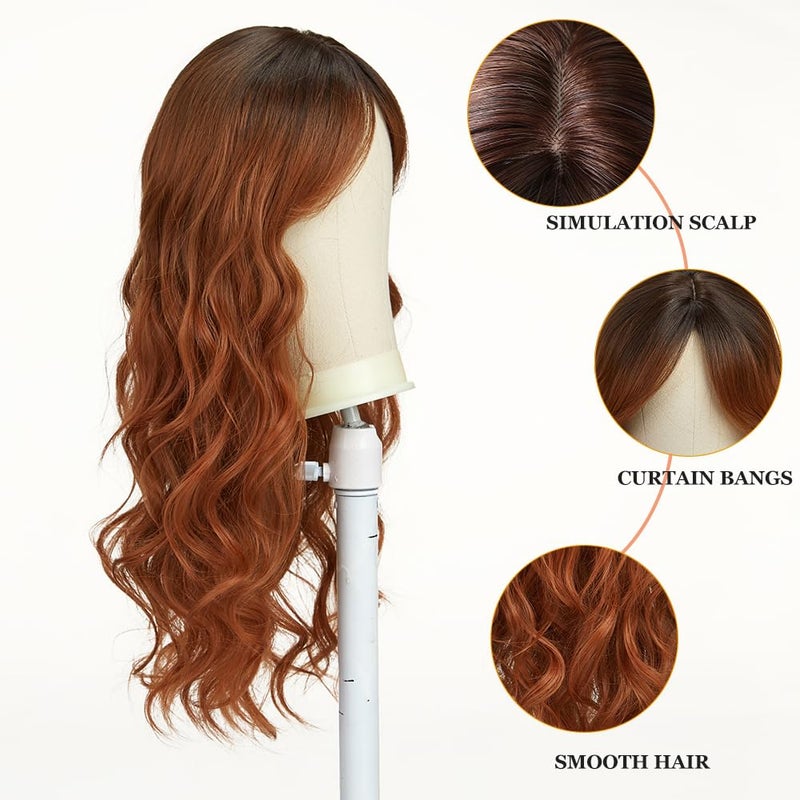 Esmee Long Wavy Ombre Ginger Auburn Wigs for Women Natuaral Synthetic Hair Heat Resistant Wig for Daily Party Cosplay Use - Image 3