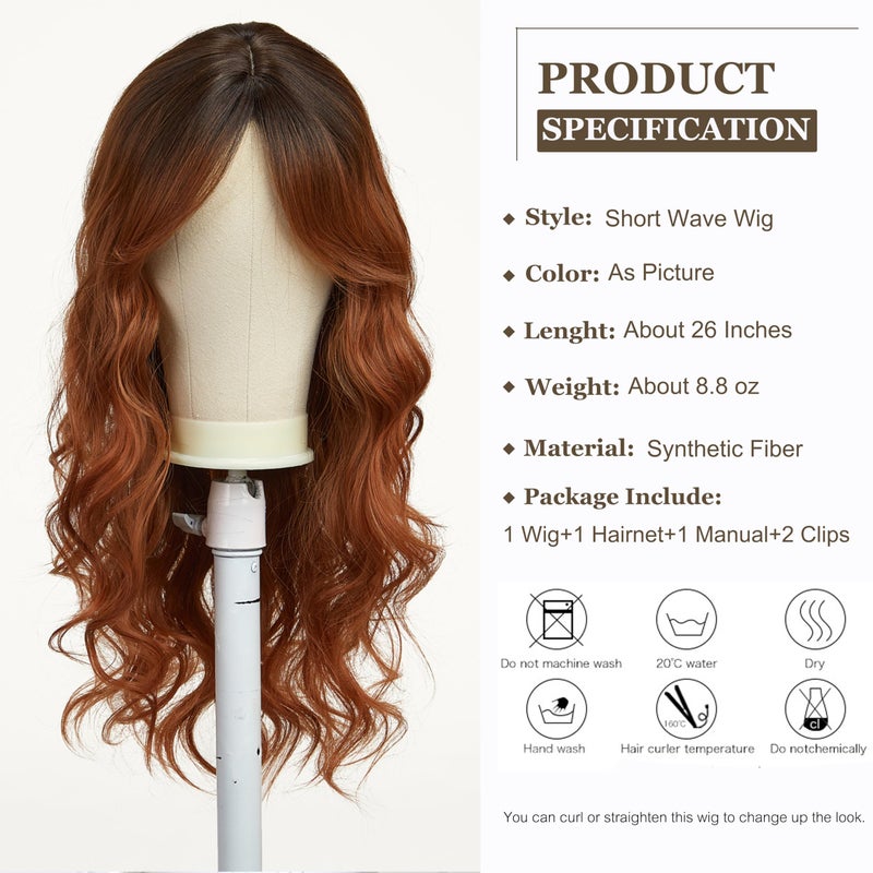 Esmee Long Wavy Ombre Ginger Auburn Wigs for Women Natuaral Synthetic Hair Heat Resistant Wig for Daily Party Cosplay Use - Image 2