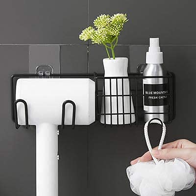 QUALIZA Magic Sticker Metal Creative Bathroom Hair Dryer Wall Mount Holder PunchFree Bathroom All Products Storage Rack WallMounted Bathroom Rack 1PC - Image 2