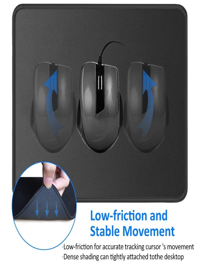 JIKIOU Mouse Pad with Non-Slip Rubber Base, Premium-Textured & Washable Computer Mousepad with Stitched Edges, Mouse Pads for Computers, Laptop, Gaming, Office & Home, 10.2 x 8.3 in, Black - Image 2