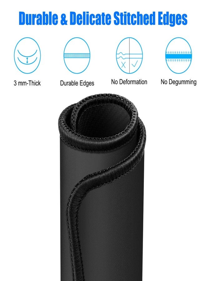 JIKIOU Mouse Pad with Non-Slip Rubber Base, Premium-Textured & Washable Computer Mousepad with Stitched Edges, Mouse Pads for Computers, Laptop, Gaming, Office & Home, 10.2 x 8.3 in, Black - Image 3