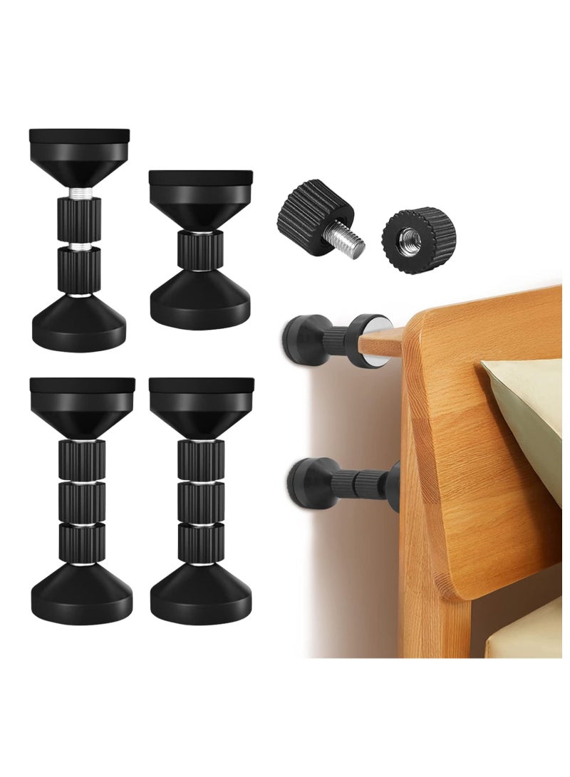 يلا جوي سدادات اللوح الأمامي القابلة للتعديل، أداة مضادة للاهتزاز لإطار السرير الملولب مانعة للاهتزاز، سدادة سرير لمنع الاهتزاز، مثبت مضاد للاهتزاز للأسرّة والخزائن والأرائك، سهلة التركيب (4 قطع أسود) - Image 1