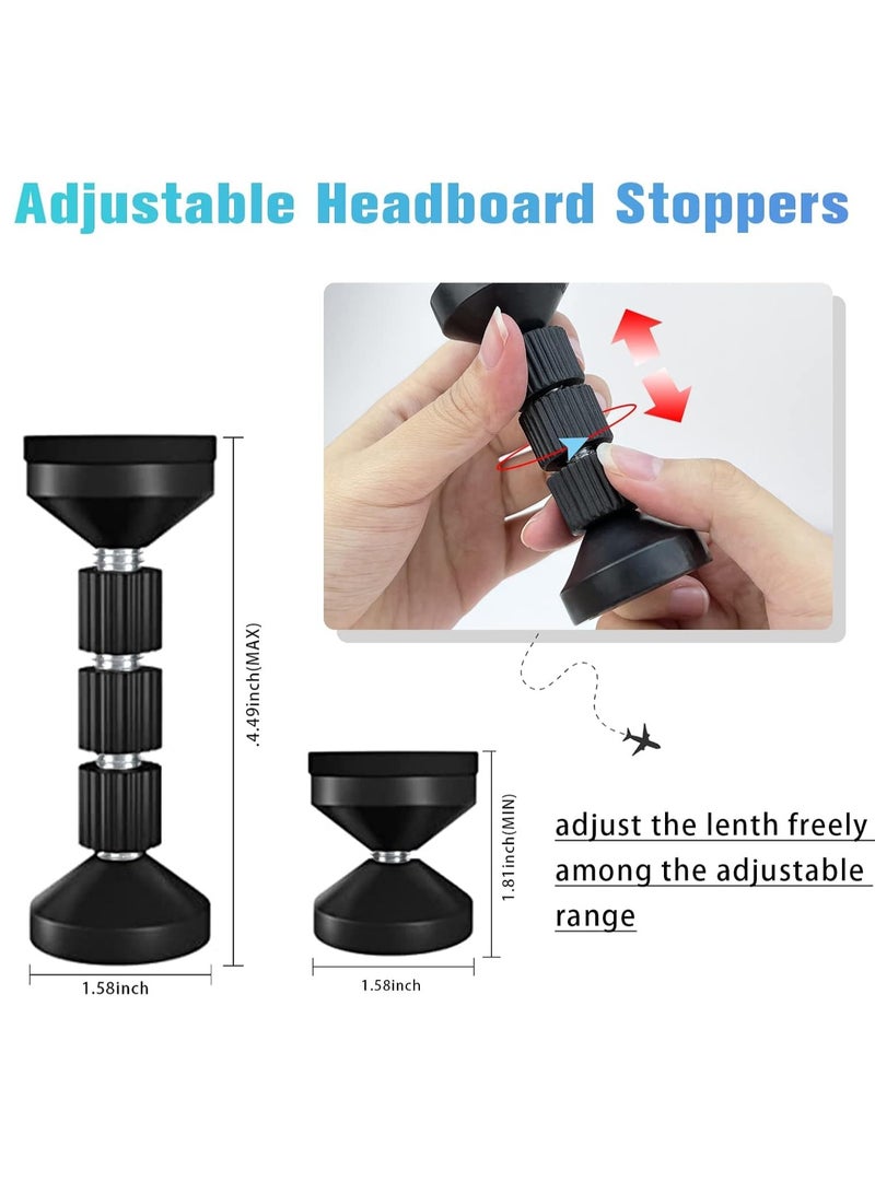 يلا جوي سدادات اللوح الأمامي القابلة للتعديل، أداة مضادة للاهتزاز لإطار السرير الملولب مانعة للاهتزاز، سدادة سرير لمنع الاهتزاز، مثبت مضاد للاهتزاز للأسرّة والخزائن والأرائك، سهلة التركيب (4 قطع أسود) - Image 2