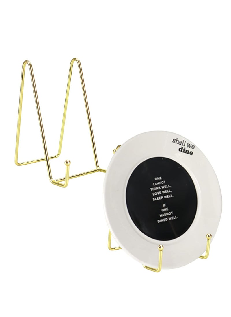 Oasisgalore Plate Stands for Display Plate Holder Display Stand，Metal Frame Easel for Plate Book Photo(Gold)  - Image 1