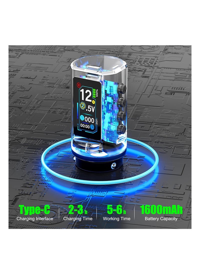 HaLunhi Wireless Tattoo Machine Set， Double Ball Hollow Cup Motor，TFT Color Screen Display，Equipped With 2 1600mAh Batteries，10 Pieces of Cartridge Needles，Suitable for Beginners，Artists - Image 3