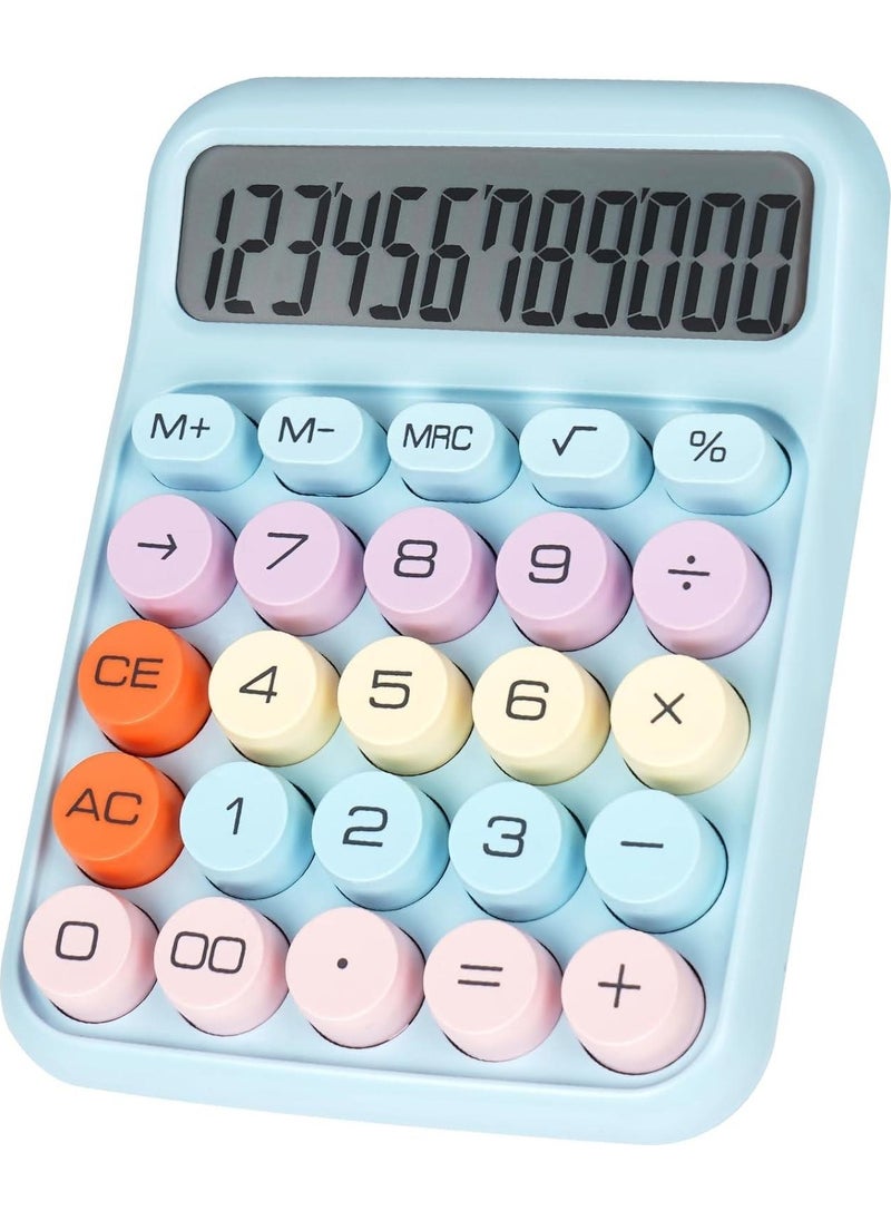 Valkyrie Colorful Very Cute 12 Digit Mechanical Calculator with Big Screen 4 Functions Home Office School Blue  - Image 1