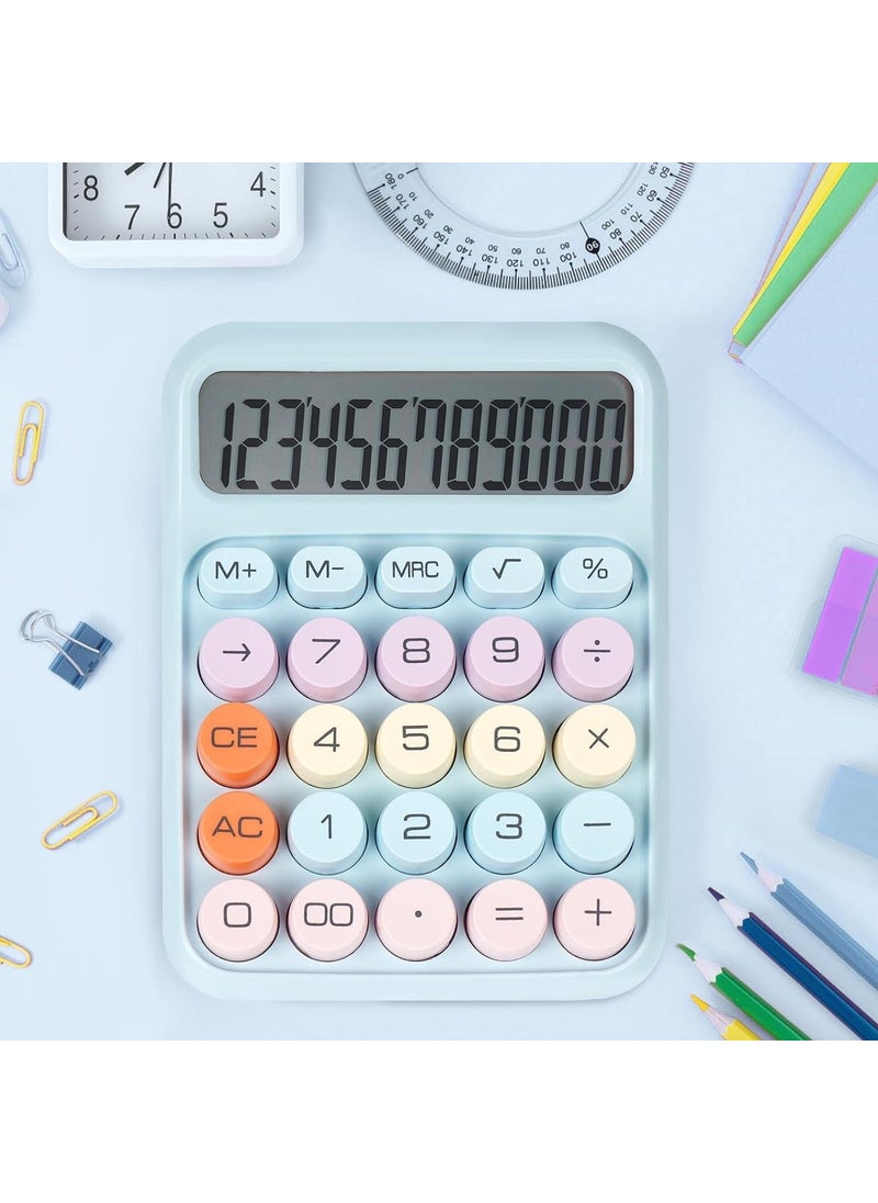 Valkyrie Colorful Very Cute 12 Digit Mechanical Calculator with Big Screen 4 Functions Home Office School Blue  - Image 2