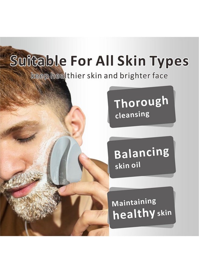 HieerBus HieerBus Silicone Face Scrubber,Manual Exfoliating Brush,Handheld Facial Cleansing Brush for Women Men-Blackhead Removing Pore Cleansing Massaging for Sensitive, Delicate, Dry Skin (3rd-Grey+White)  - Image 4