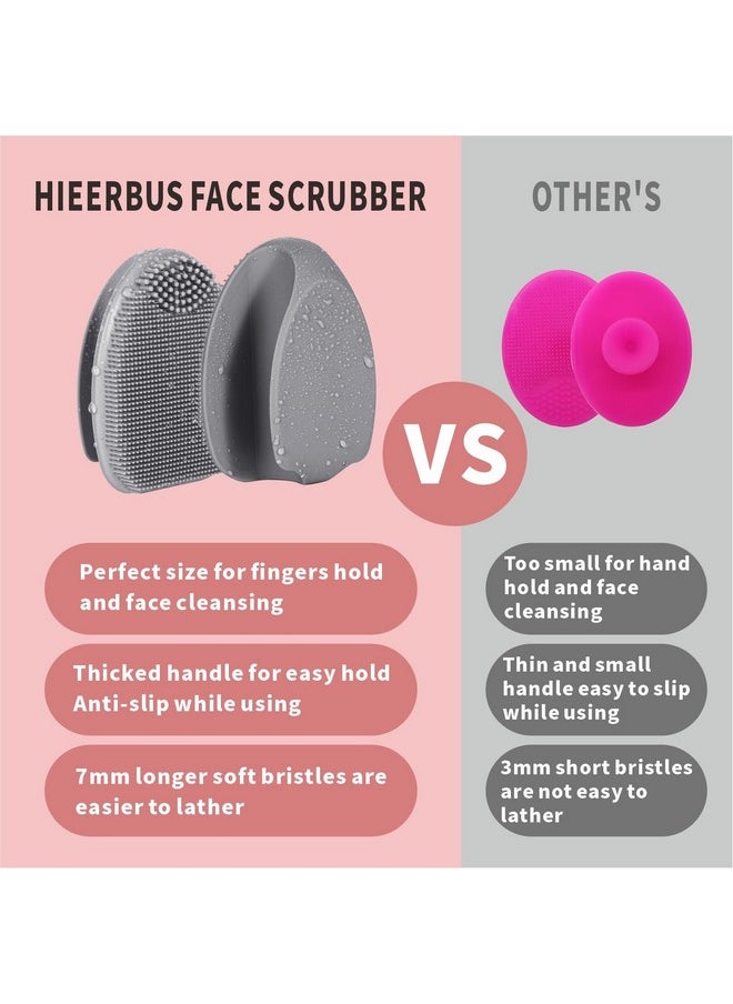 HieerBus HieerBus Silicone Face Scrubber,Manual Exfoliating Brush,Handheld Facial Cleansing Brush for Women Men-Blackhead Removing Pore Cleansing Massaging for Sensitive, Delicate, Dry Skin (3rd-Grey+White)  - Image 2