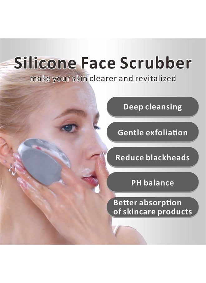 HieerBus HieerBus Silicone Face Scrubber,Manual Exfoliating Brush,Handheld Facial Cleansing Brush for Women Men-Blackhead Removing Pore Cleansing Massaging for Sensitive, Delicate, Dry Skin (3rd-Grey+White)  - Image 3