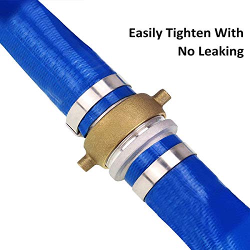 Eastrans 2" x 50' Blue PVC Backwash and Discharge Hose for Swimming Pools, Heavy Duty Reinforced Flat Pool Hose with Aluminum Pin Lug Fittings - Image 5