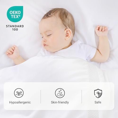 ZPECC Toddler Down Alternative Comforter, 39x47 Hypoallergenic Baby Blanket Quilt, Soft Breathable Lightweight All Season Kids Duvet Insert for Crib Stroller Cot Daycare, White - Image 4